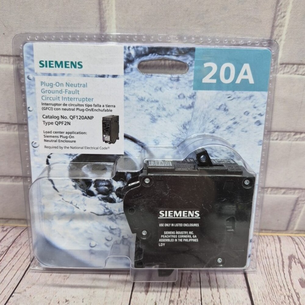 Siemens 20 Amp 1-Pole GFCI Plug-On Neutral Circuit Breaker QF120ANP~Sealed New